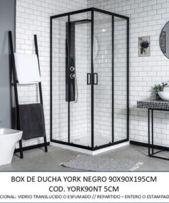 BOX DE DUCHA YORK NEGRO 90X90X195CM V.TRANSL.ENTERO P.5CM *GNA* YORK90NT 5CM 600087