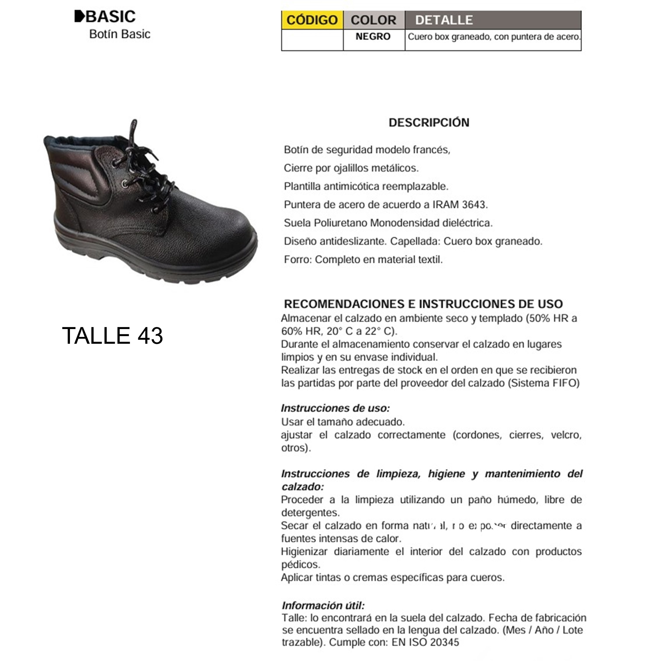 OF20 BOTIN NEGRO T43 PAMPERO B43